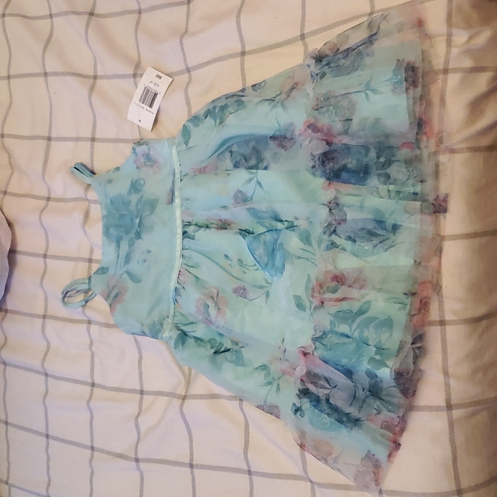 Mint floral sleevless party dress